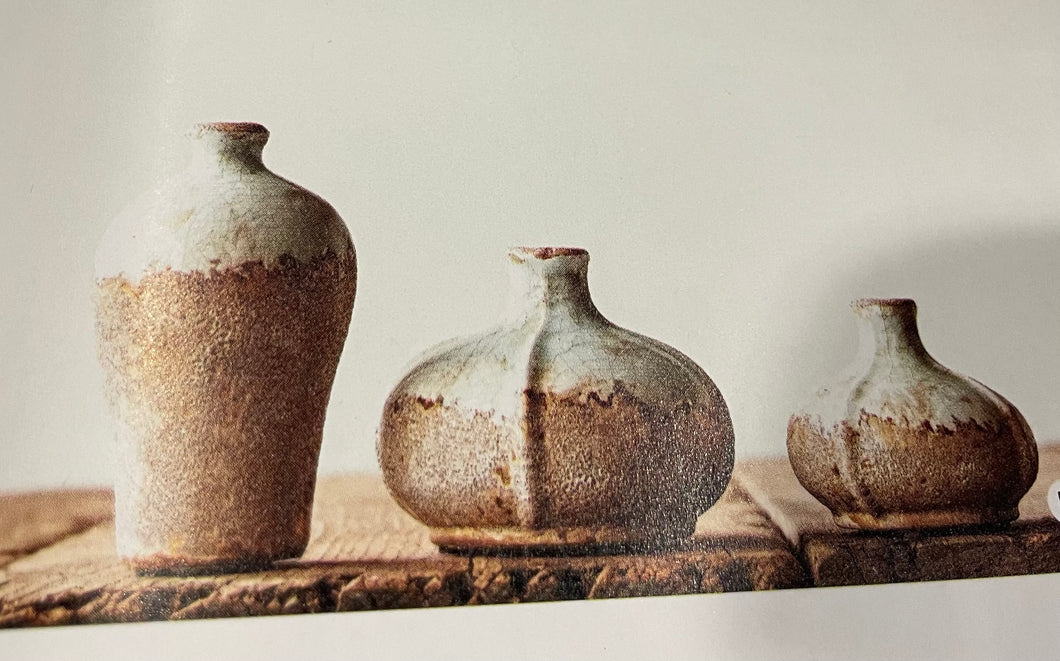 Set/3 Terracotta Vases, (perfect for book shelves & consoles)
